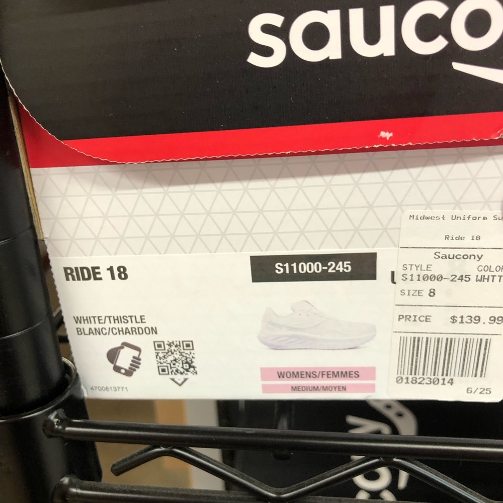 NIB Saucony Ride 18 White And Lavender Womens Tennis Shoe Multi Sizes - Picture 8 of 10